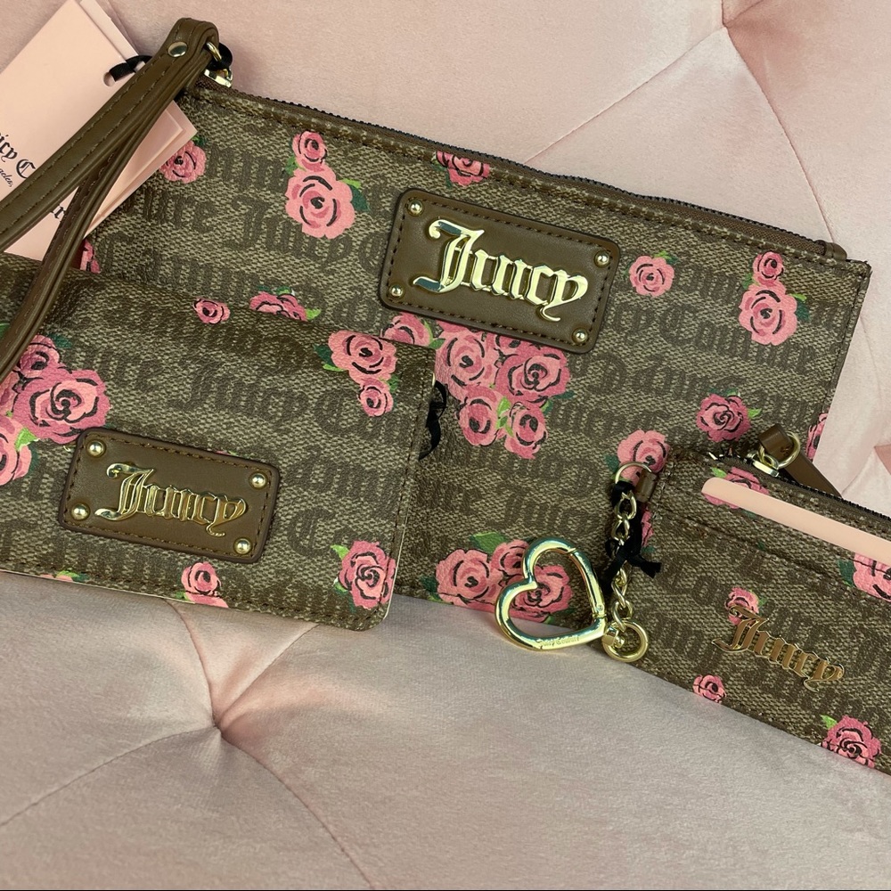 Juicy Couture 3pc  wristlet, bi-fold wallet & card holder